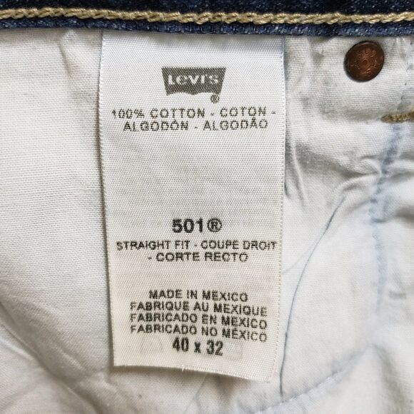 Levi's 501 Jeans Mens 37x30 Blue Cotton Denim Straight Fit Button Fly Distressed - Picture 10 of 11